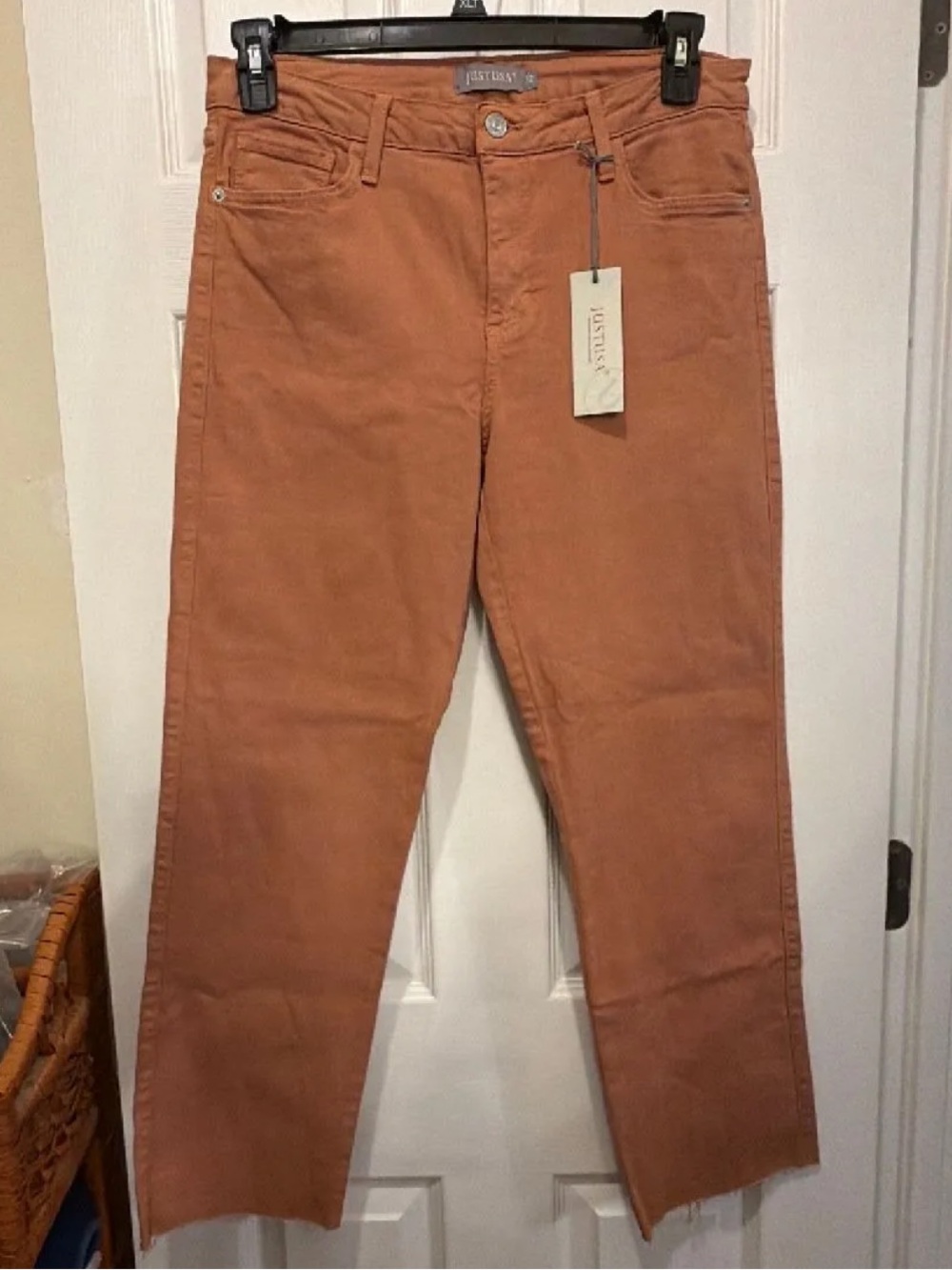 JUSTUSA High Rise Straight Leg, Raw Hem Jeans - NWT.  Size 12